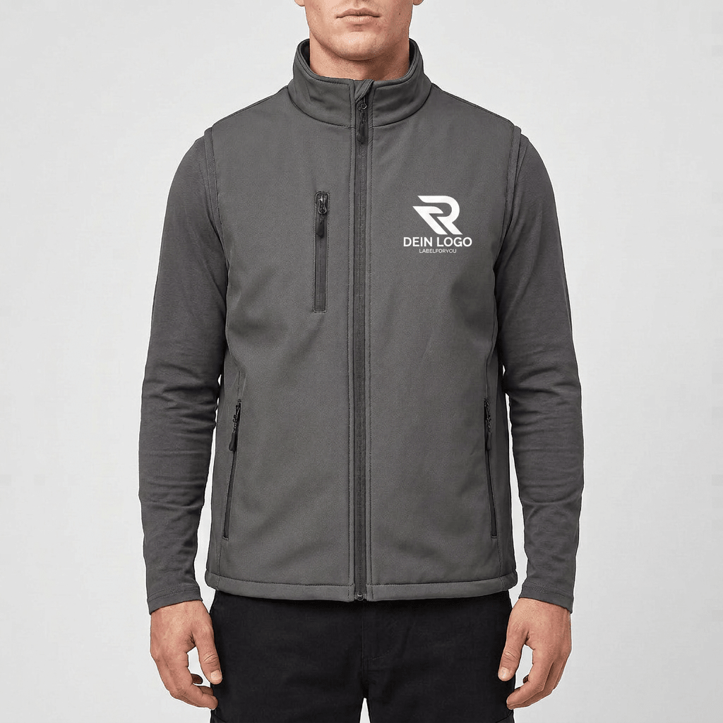 Gefütterte Softshell Weste mit Druck - labelforyou