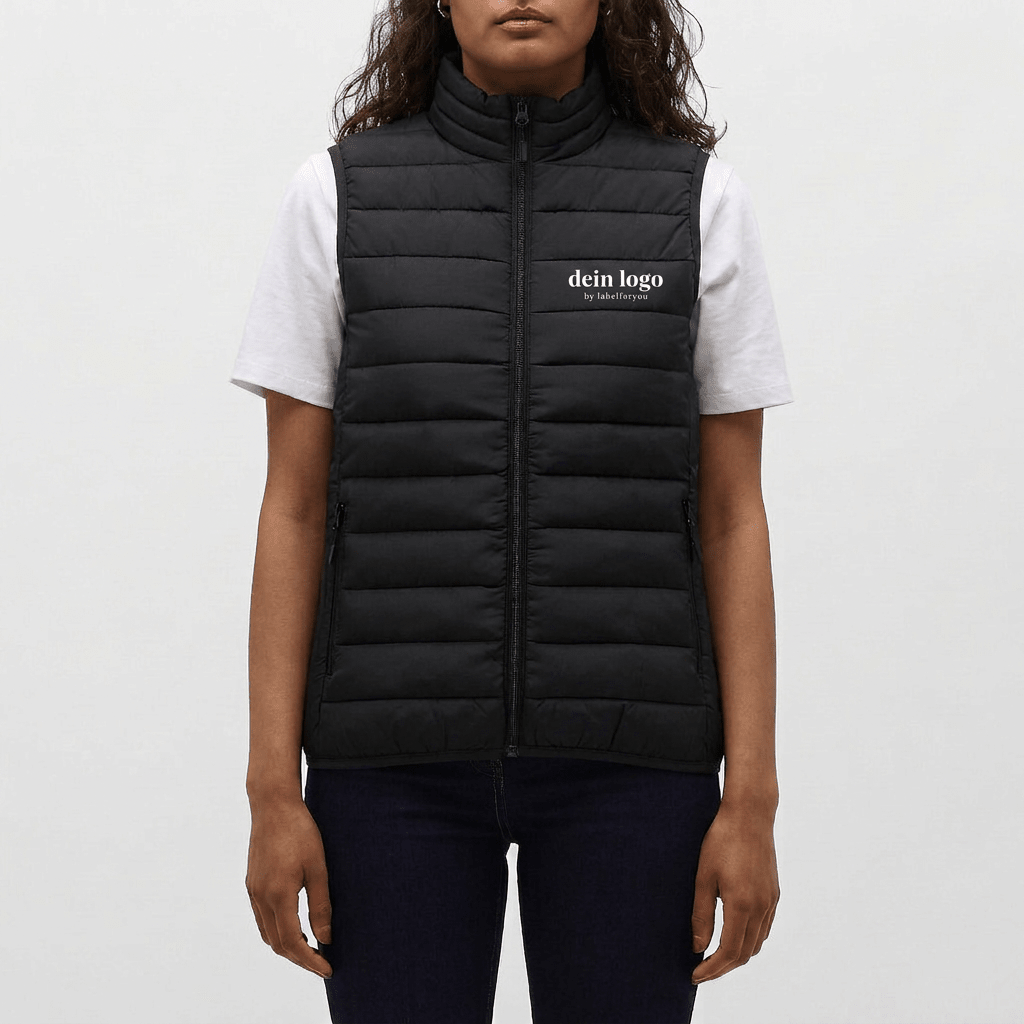 Leichte Damen Daunenweste mit Druck - labelforyou