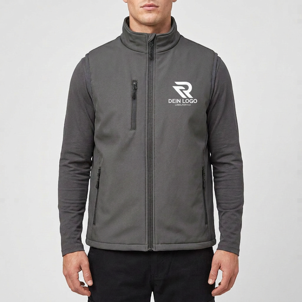 Gefütterte Softshell Weste mit Druck